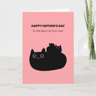Cute Stacked Black Cats Cat Mom Mother's Day Card
