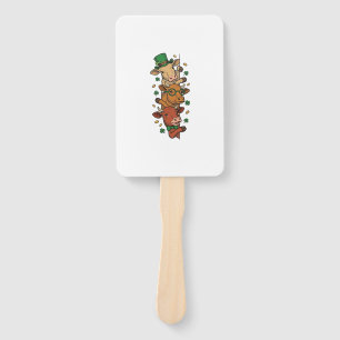 Cute Stacked Cows St Patrick Vintage Engraving Des Hand Fan
