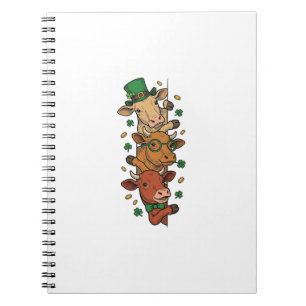 Cute Stacked Cows St Patrick Vintage Engraving Des Notebook