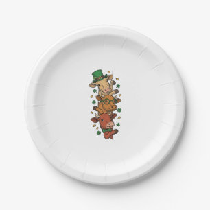 Cute Stacked Cows St Patrick Vintage Engraving Des Paper Plates