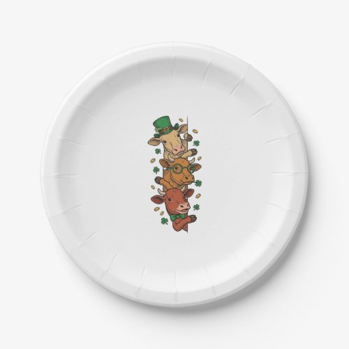 Cute Stacked Cows St Patrick Vintage Engraving Des Paper Plates