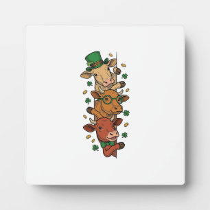 Cute Stacked Cows St Patrick Vintage Engraving Des Plaque