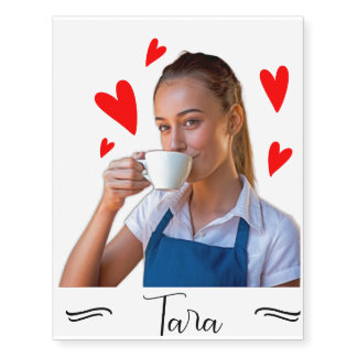 Cute Staff Girl with a Cup of Coffee  Temporary Tattoos