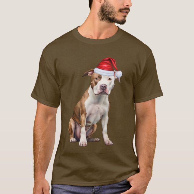 Cute Staffordshire Dog Lover Funny Christmas T-Shirt (Front)