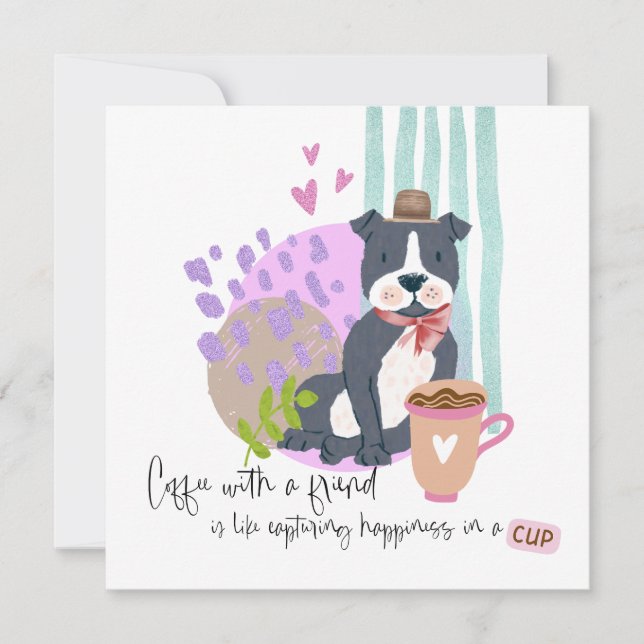 Cute Staffy Dog Funny Coffee Quote Any Occasion Card (Front)
