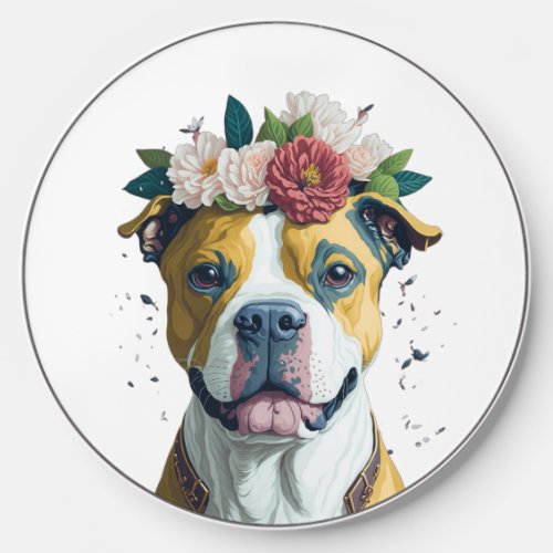 Cute Staffy Staffordshire Bull Terrier in flowers  Wireless Charger