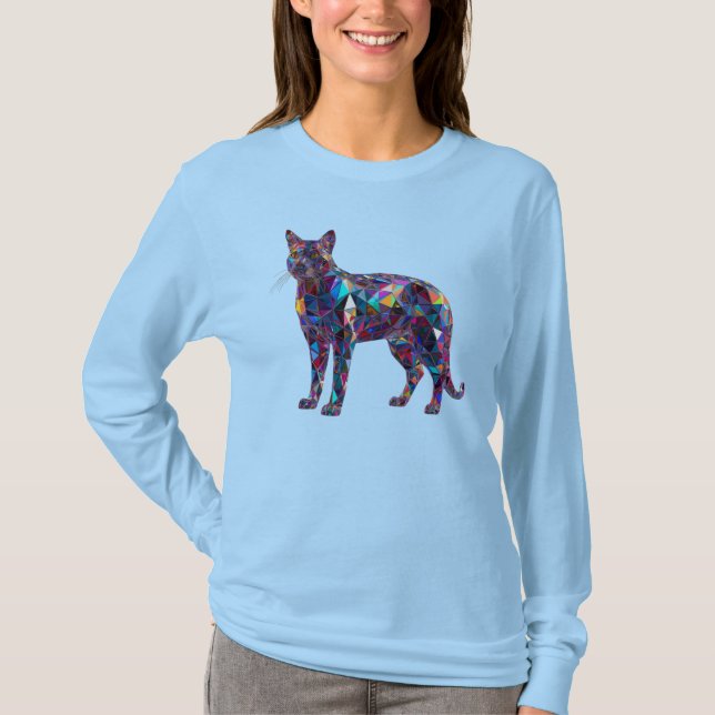 Cute Stained Glass Cat Woman's T-Shirt (Front)