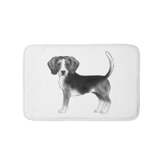 Cute Standing Beagle Dog In Black And White Color Bath Mat
