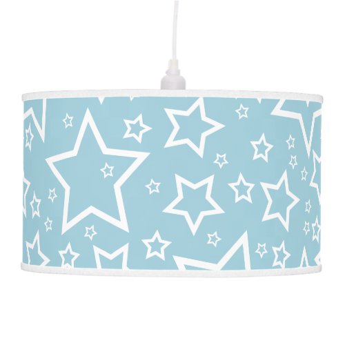Cute Star Patterned Pendant Lamp in Baby Blue