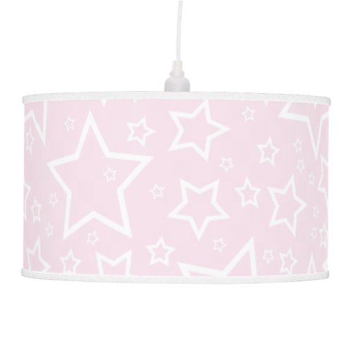 Cute Star Patterned Pendant Lamp in Baby Pink