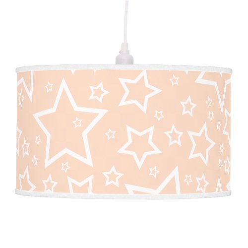 Cute Star Patterned Pendant Lamp in Peach