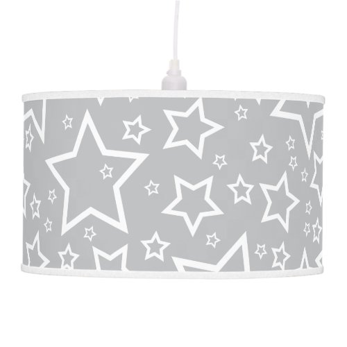 Cute Star Patterned Pendant Lamp in Silver