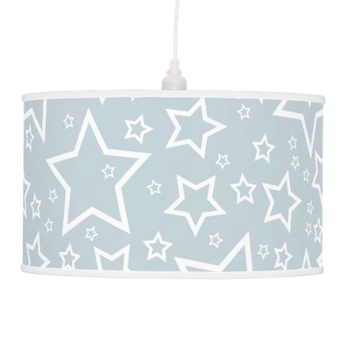 Cute Star Patterned Pendant Lamp in Silvery Blue