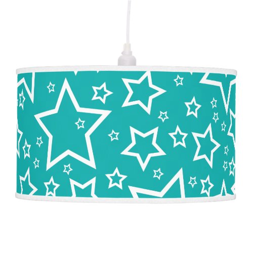 Cute Star Patterned Pendant Lamp in Teal