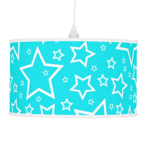 Cute Star Patterned Pendant Lamp in Turquoise
