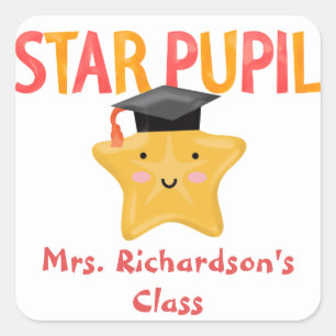 Cute Star Pupil Classroom Square Sticker