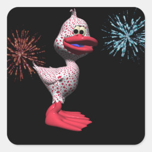 Cute Star Spangled Patriotic Duck Square Sticker