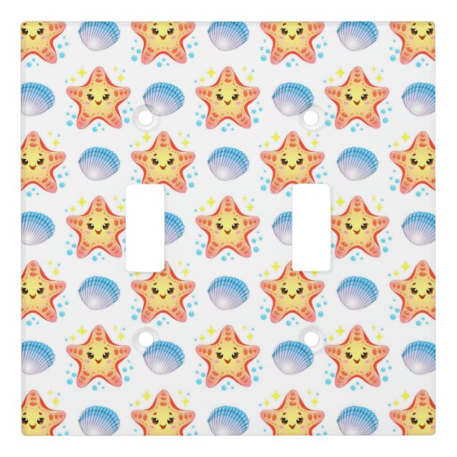 Cute Starfish and Seashells Light Switch Cover (Front)