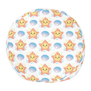 Cute Starfish and Seashells Pouf