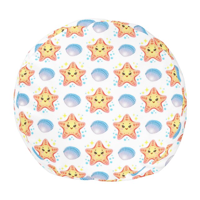 Cute Starfish and Seashells Pouf (Bottom)