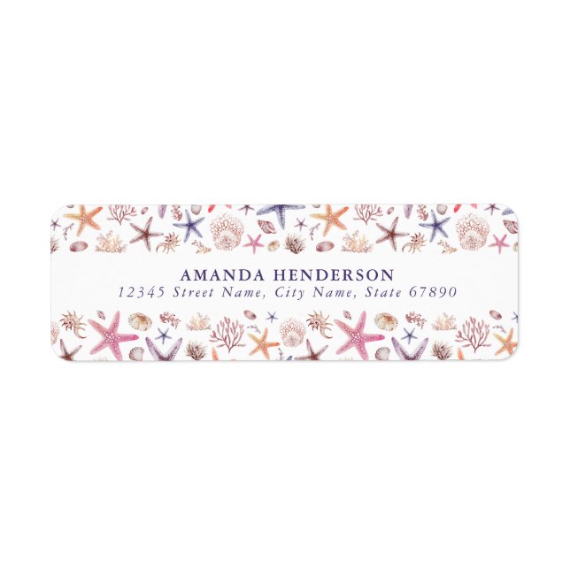 Cute Starfish and Seashells Return Address Labels (Front)