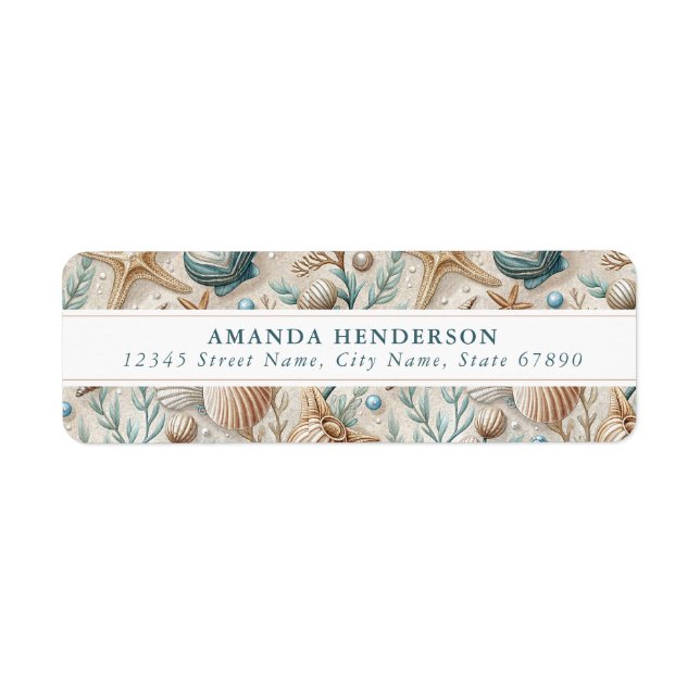 Cute Starfish and Seashells Return Address Labels (Front)