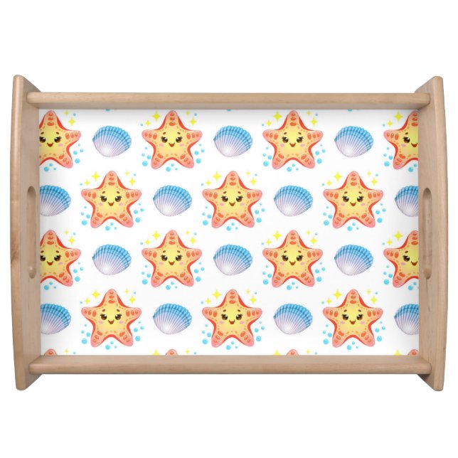 Cute Starfish and Seashells Serving Tray (Front)