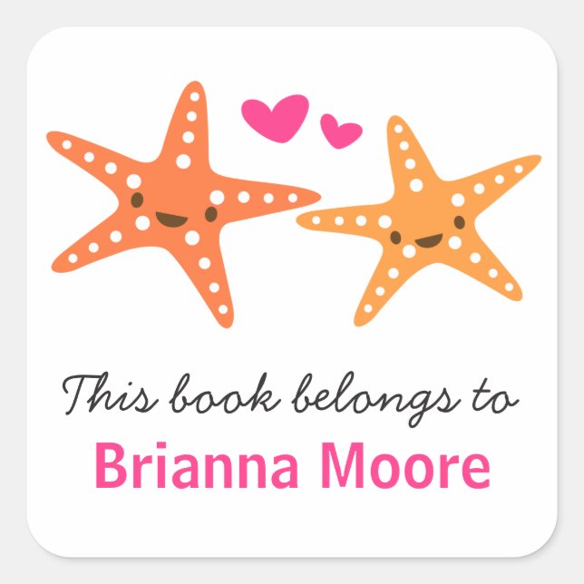 Cute starfish animal cartoon bookplate book (Front)
