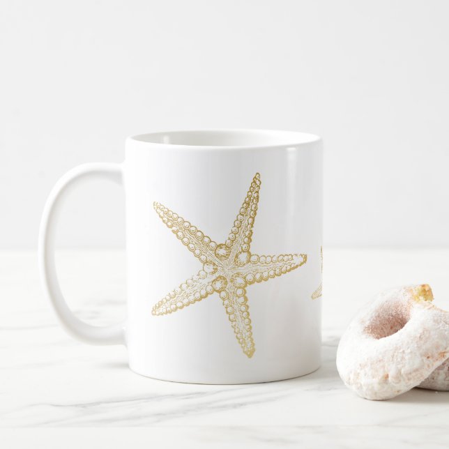 Cute Starfish Beach Seashell Lover Mug (With Donut)