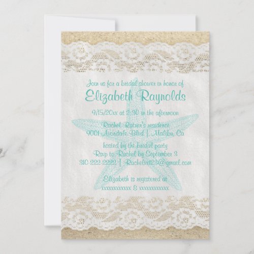 Cute Starfish Bridal Shower Invitations