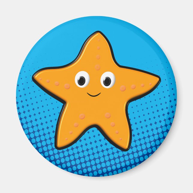 Cute Starfish Drawing Blue Ocean Magnet (Front)