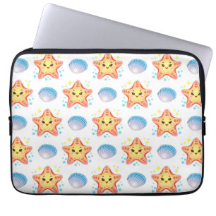 ⭐ Cute Starfish Glow ❄️ Seashell Beach Vibes Laptop Sleeve