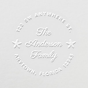 Cute Starfish Return Address Personalized Name Embosser