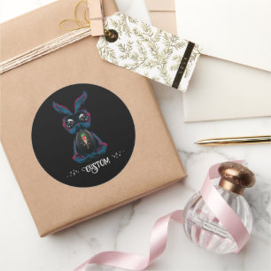 Cute Starlight Eyes Bunny in Yoga Pose Meditation Classic Round Sticker