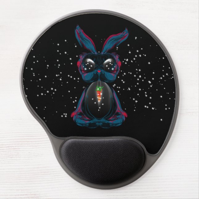 Cute Starlight Eyes Bunny in Yoga Pose Meditation Gel Mouse Pad (Front)