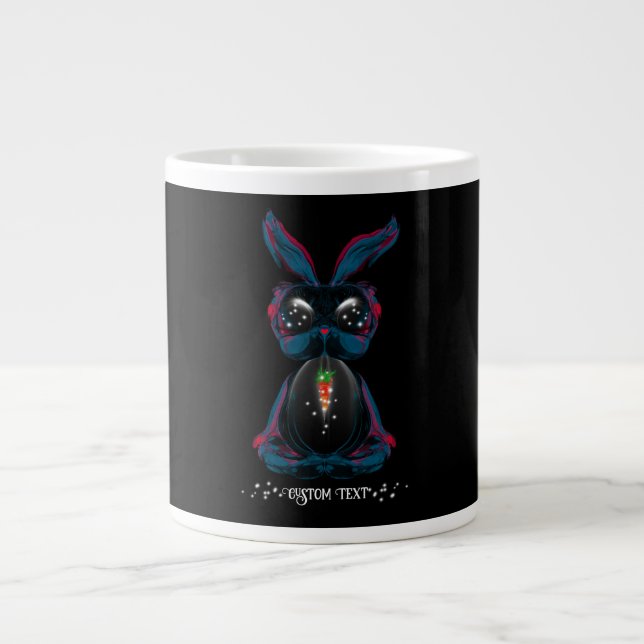 Cute Starlight Eyes Bunny in Yoga Pose Meditation Giant Coffee Mug (Front)