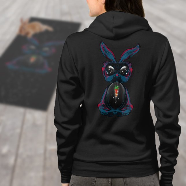 Cute Starlight Eyes Bunny in Yoga Pose Meditation Hoodie (Creator Uploaded)