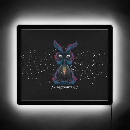 Cute Starlight Eyes Bunny in Yoga Pose Meditation LED Sign