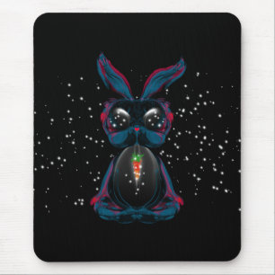 Cute Starlight Eyes Bunny in Yoga Pose Meditation Mouse Pad