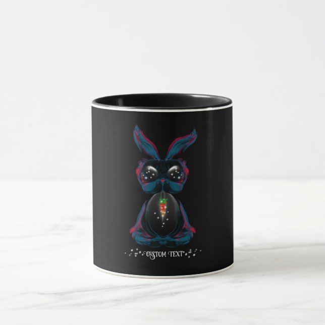 Cute Starlight Eyes Bunny in Yoga Pose Meditation Mug (Center)