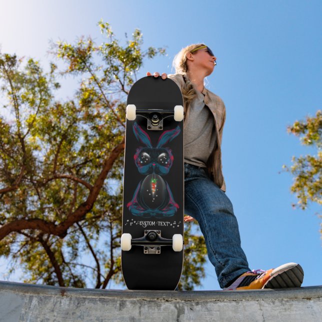 Cute Starlight Eyes Bunny in Yoga Pose Meditation Skateboard (Outdoor 1)