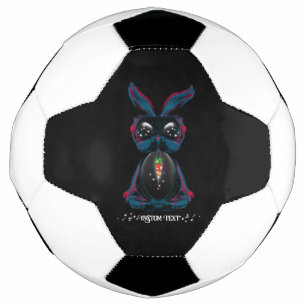 Cute Starlight Eyes Bunny in Yoga Pose Meditation Soccer Ball