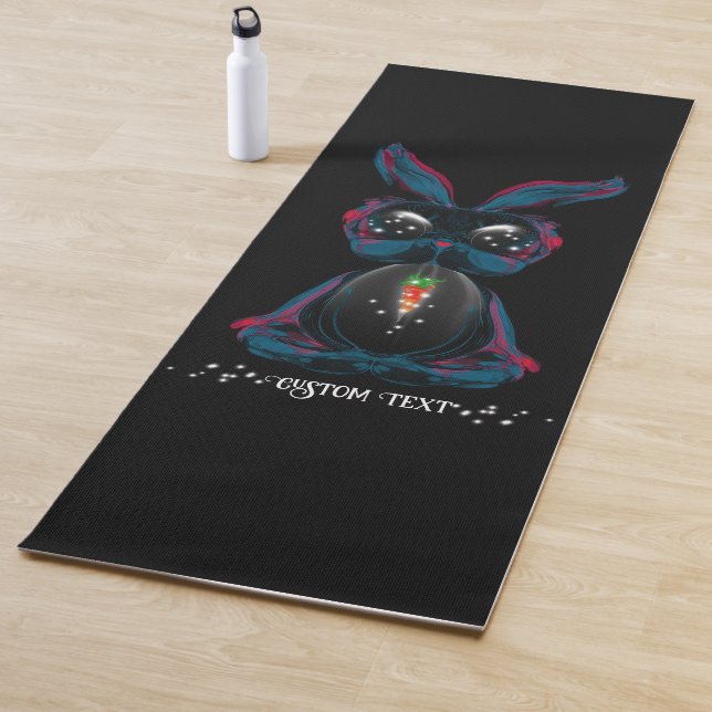 Cute Starlight Eyes Bunny in Yoga Pose Meditation Yoga Mat (In Situ)