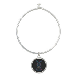 Cute Starlight Eyes Rabbit in Yoga Pose Meditation Bangle Bracelet
