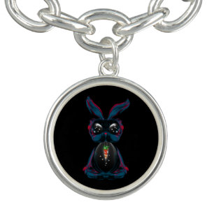 Cute Starlight Eyes Rabbit in Yoga Pose Meditation Bracelet