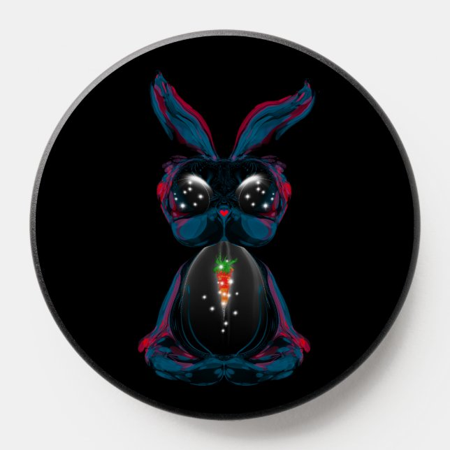 Cute Starlight Eyes Rabbit in Yoga Pose Meditation PopSocket (Popsocket)