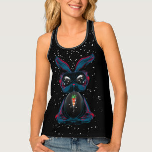 Cute Starlight Eyes Rabbit in Yoga Pose Meditation Tank Top