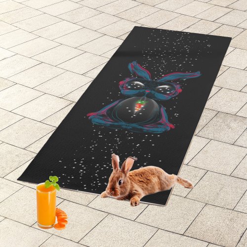 Cute Starlight Eyes Rabbit in Yoga Pose Meditation Yoga Mat