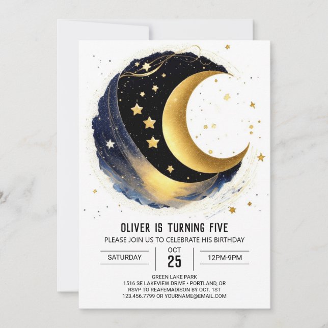 Cute Starlit Night Birthday Invitation (Front)