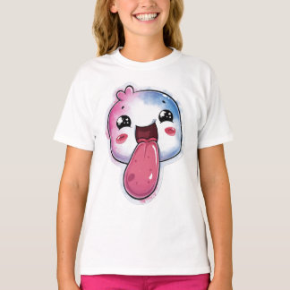 Cute Starry Character Graphic Light Blue Tee